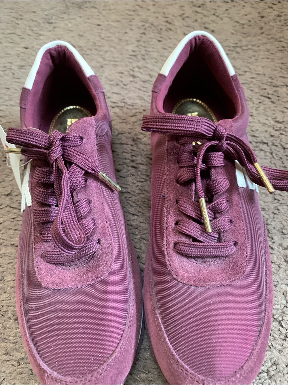 Michael Kors Burgundy MK Logo Lace-Up Sneakers - Picture 4 of 5